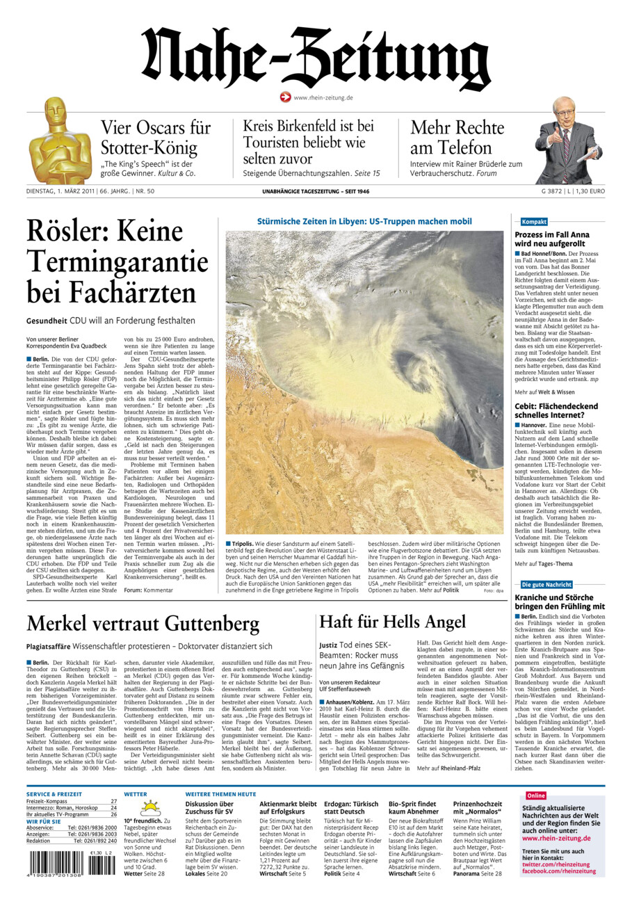Nahe-Zeitung vom Dienstag, 01.03.2011