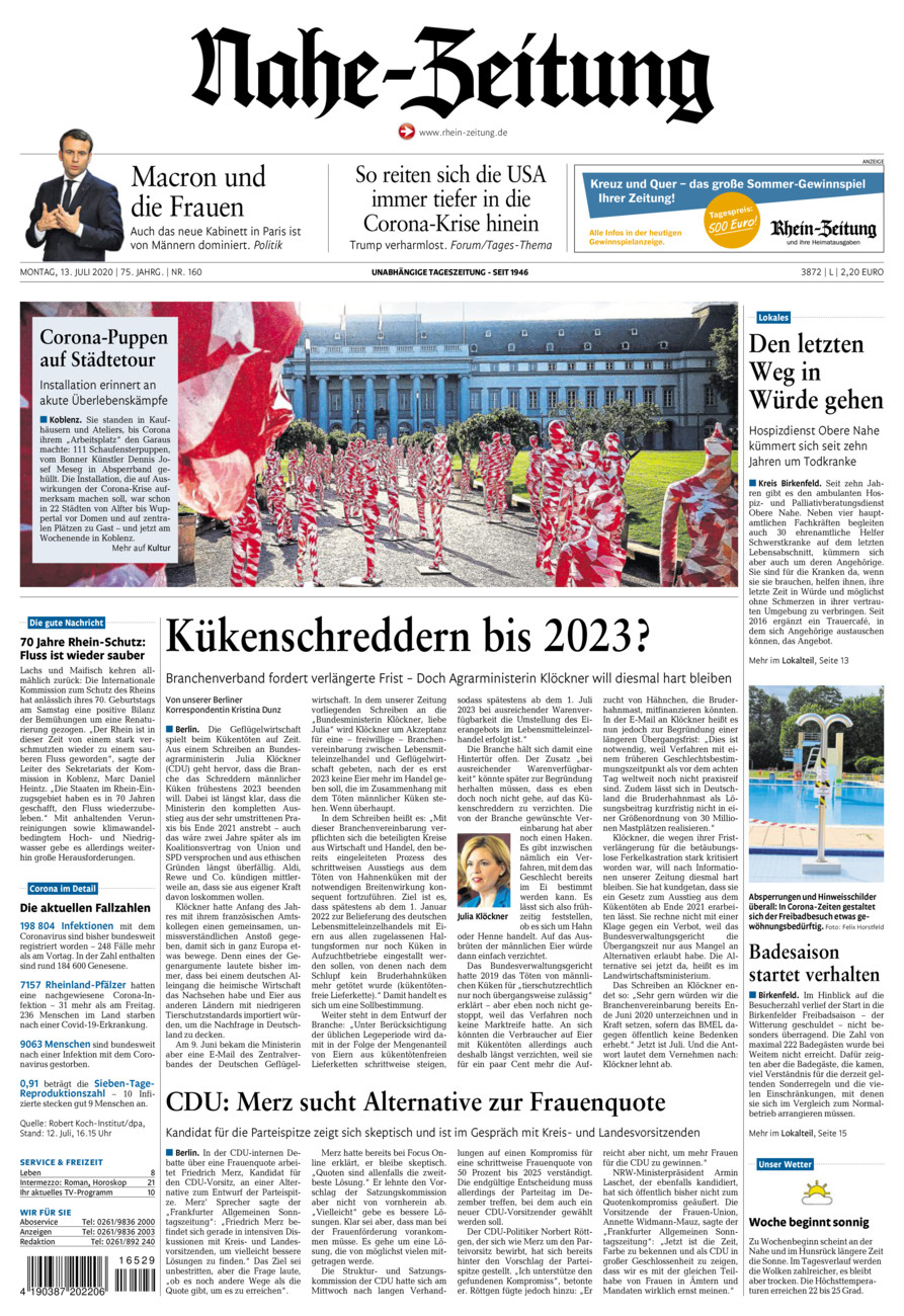 Nahe-Zeitung vom Montag, 13.07.2020
