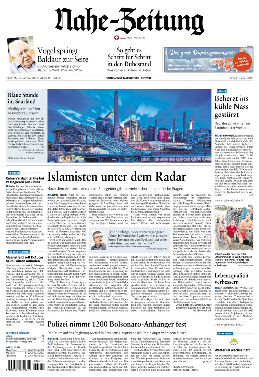 Nahe-Zeitung vom Dienstag, 10.01.2023