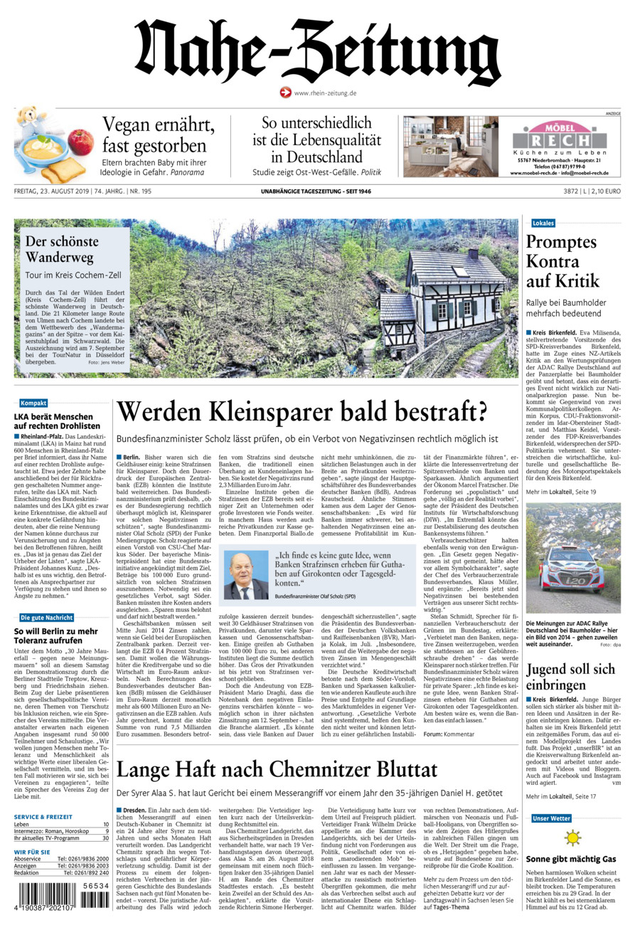 Nahe-Zeitung vom Freitag, 23.08.2019