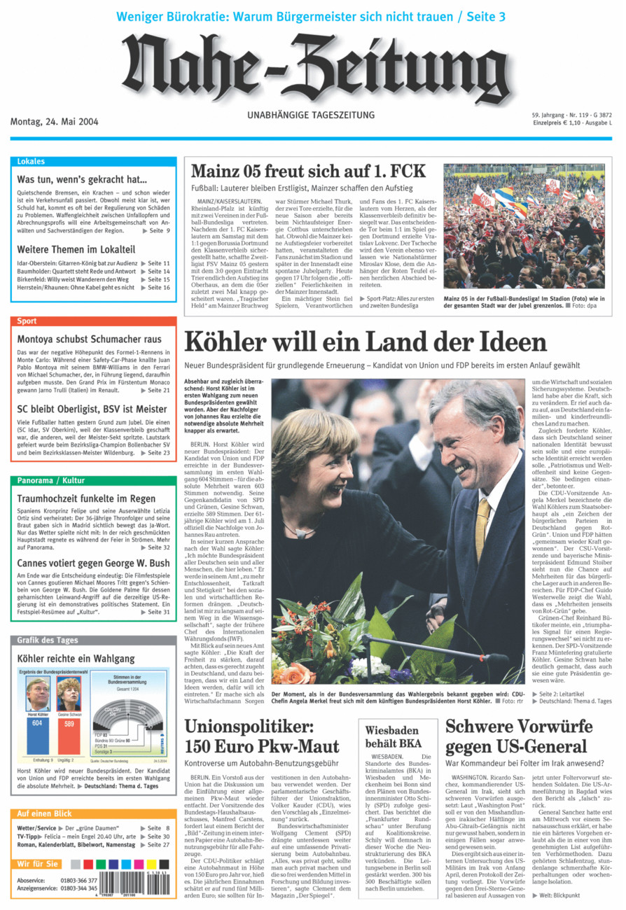 Nahe-Zeitung vom Montag, 24.05.2004