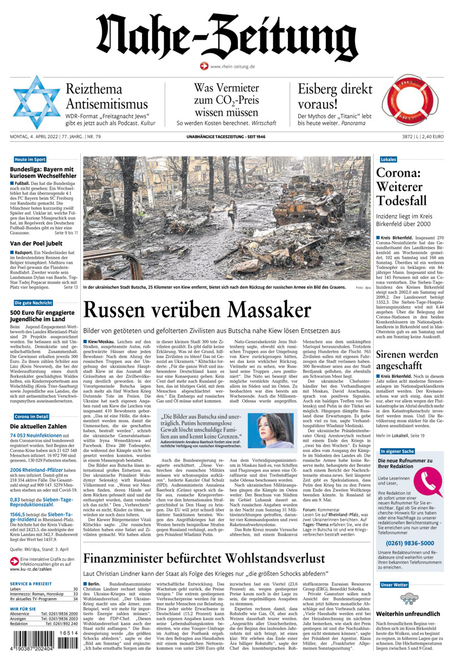 Nahe-Zeitung vom Montag, 04.04.2022