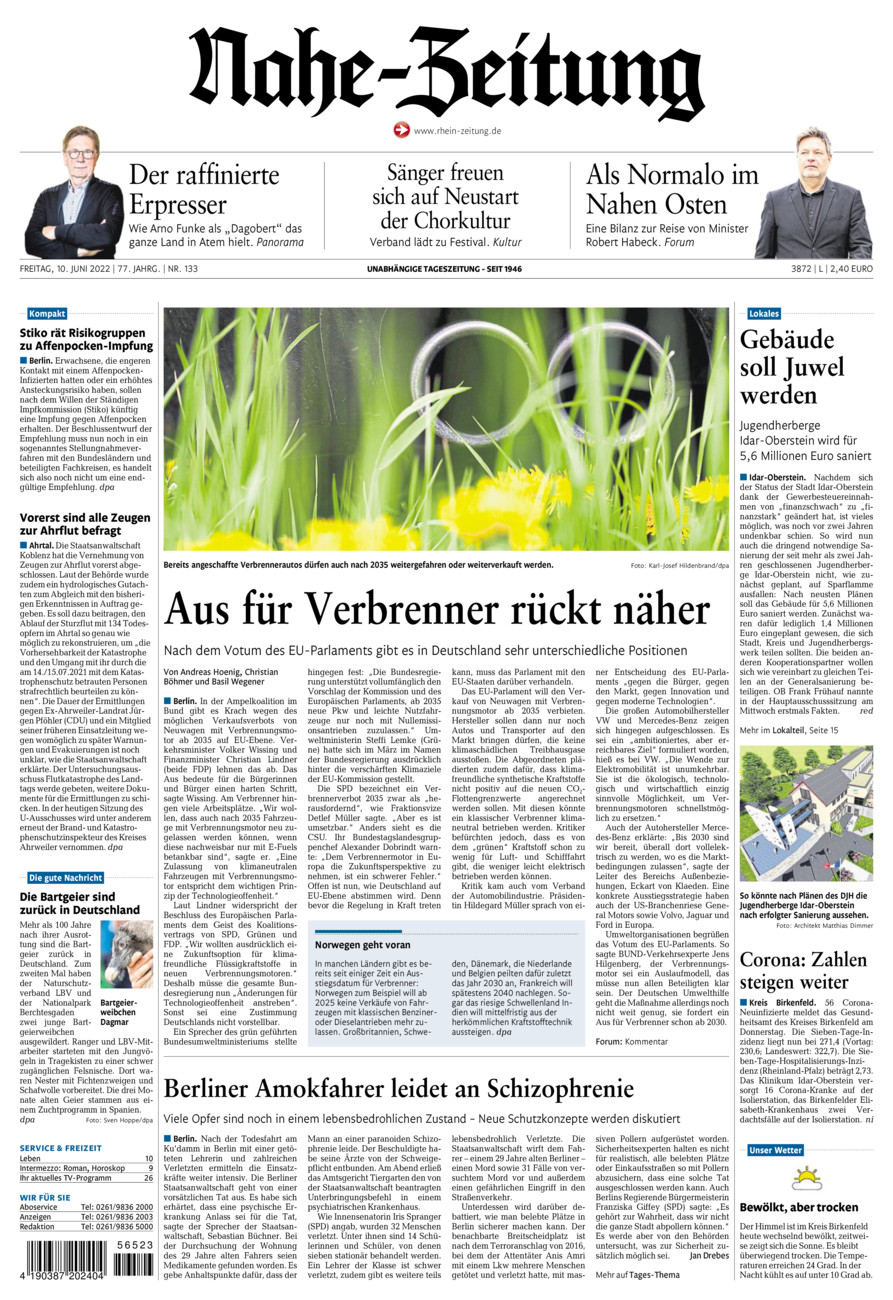 Nahe-Zeitung vom Freitag, 10.06.2022