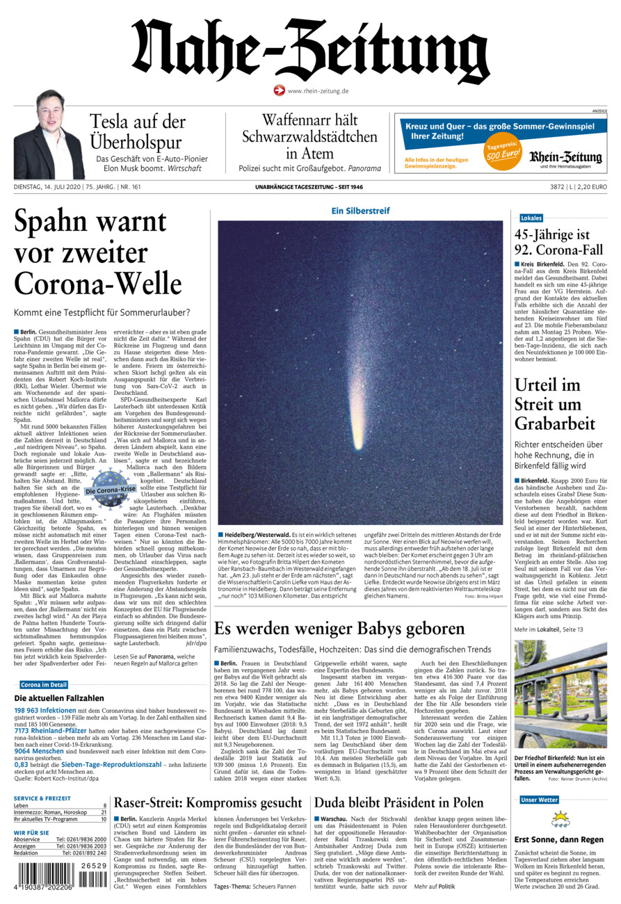 Nahe-Zeitung vom Dienstag, 14.07.2020