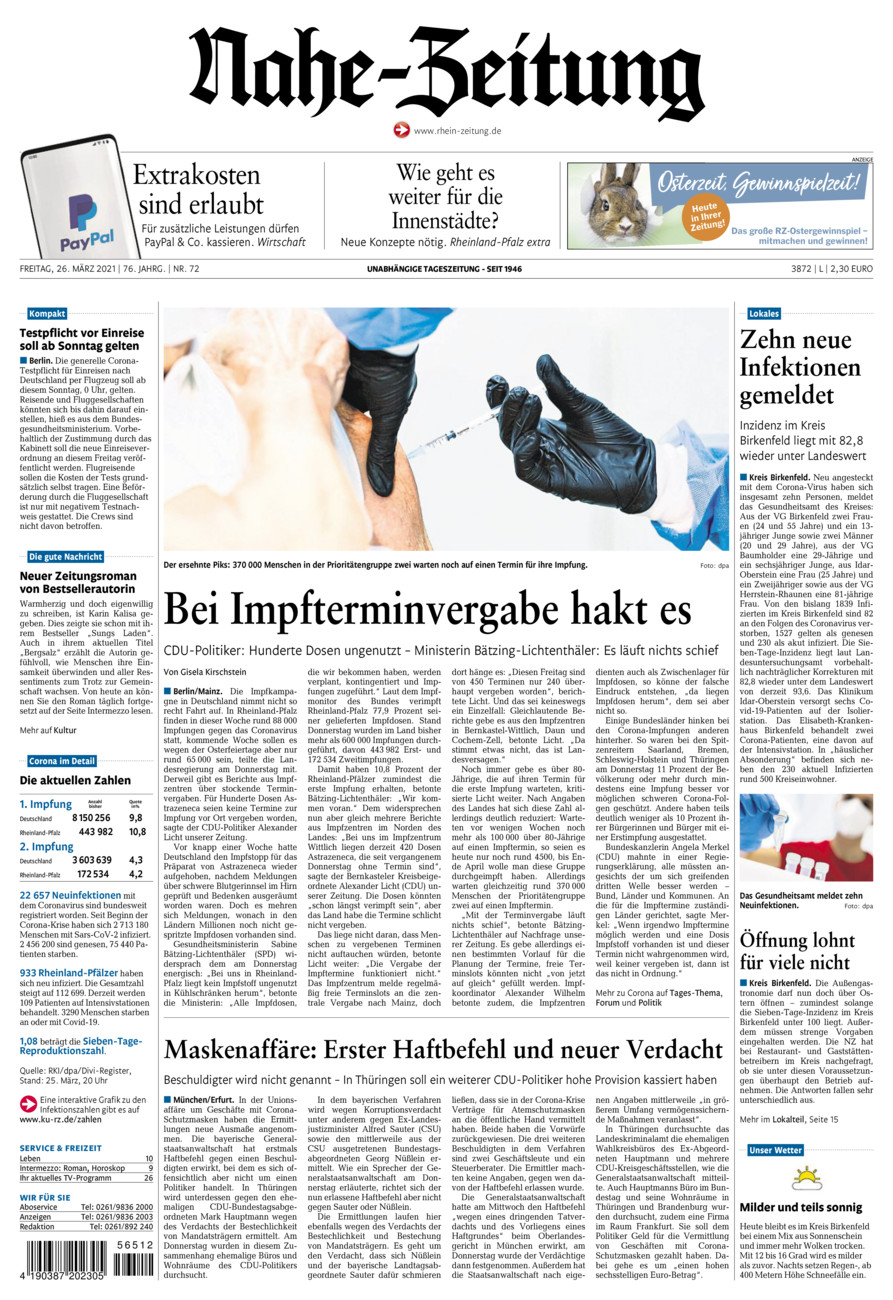 Nahe-Zeitung vom Freitag, 26.03.2021
