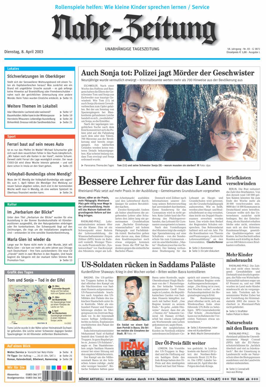 Nahe-Zeitung vom Dienstag, 08.04.2003