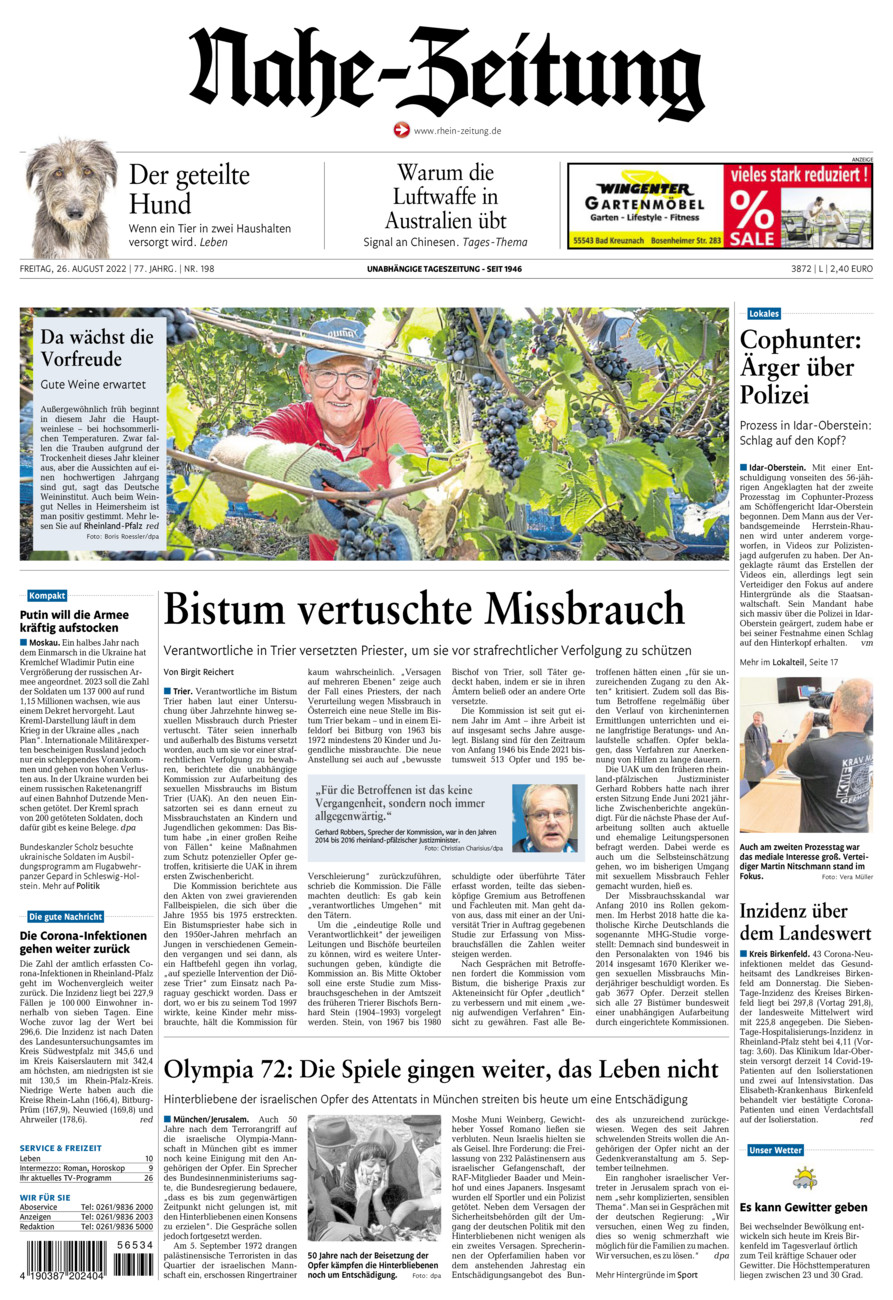 Nahe-Zeitung vom Freitag, 26.08.2022