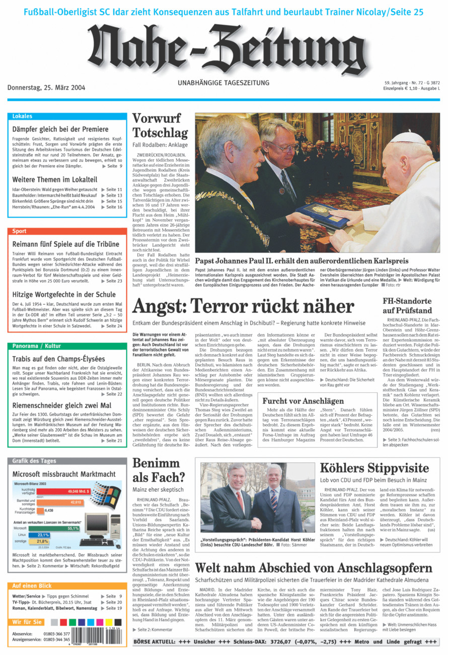 Nahe-Zeitung vom Donnerstag, 25.03.2004