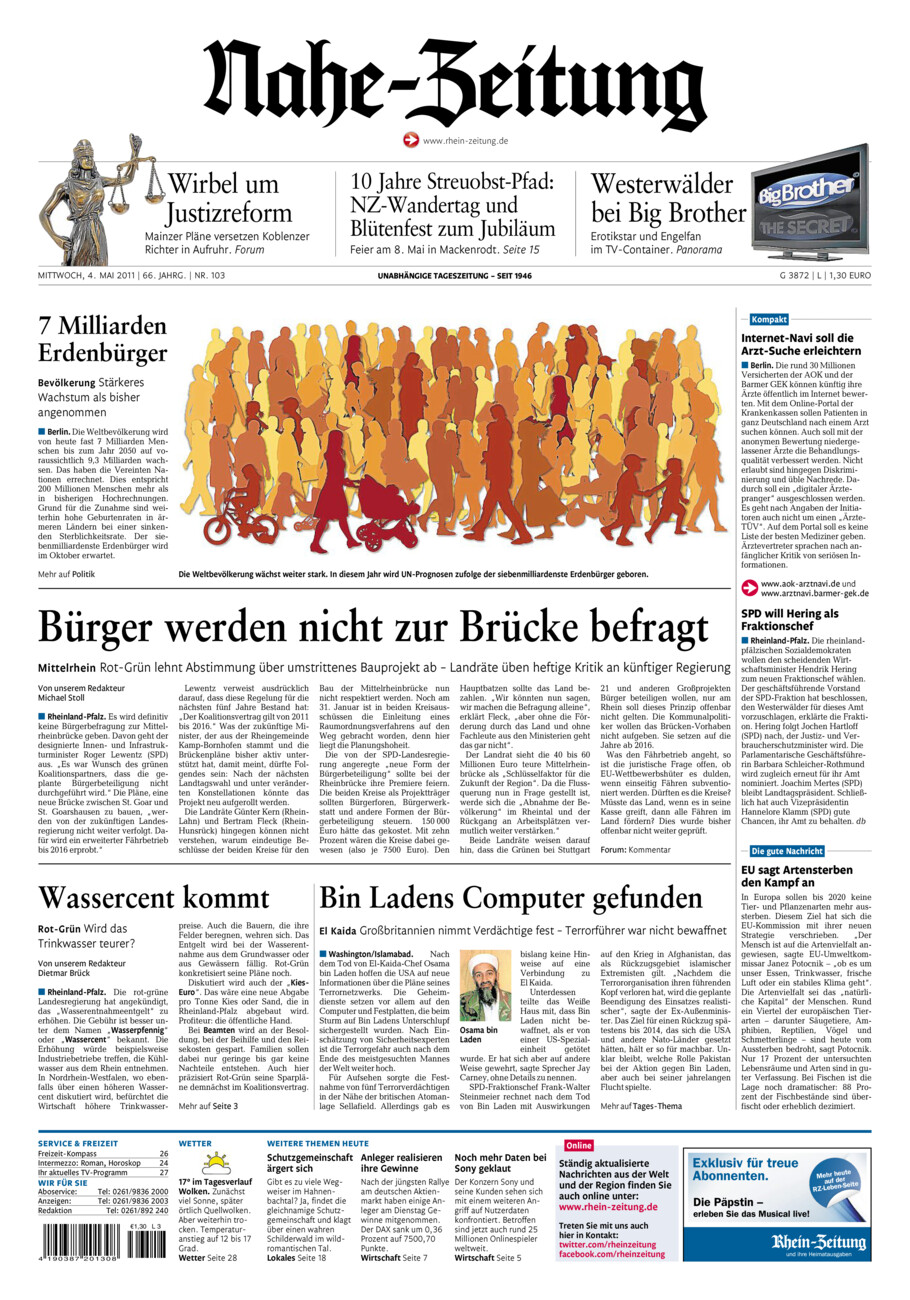 Nahe-Zeitung vom Mittwoch, 04.05.2011