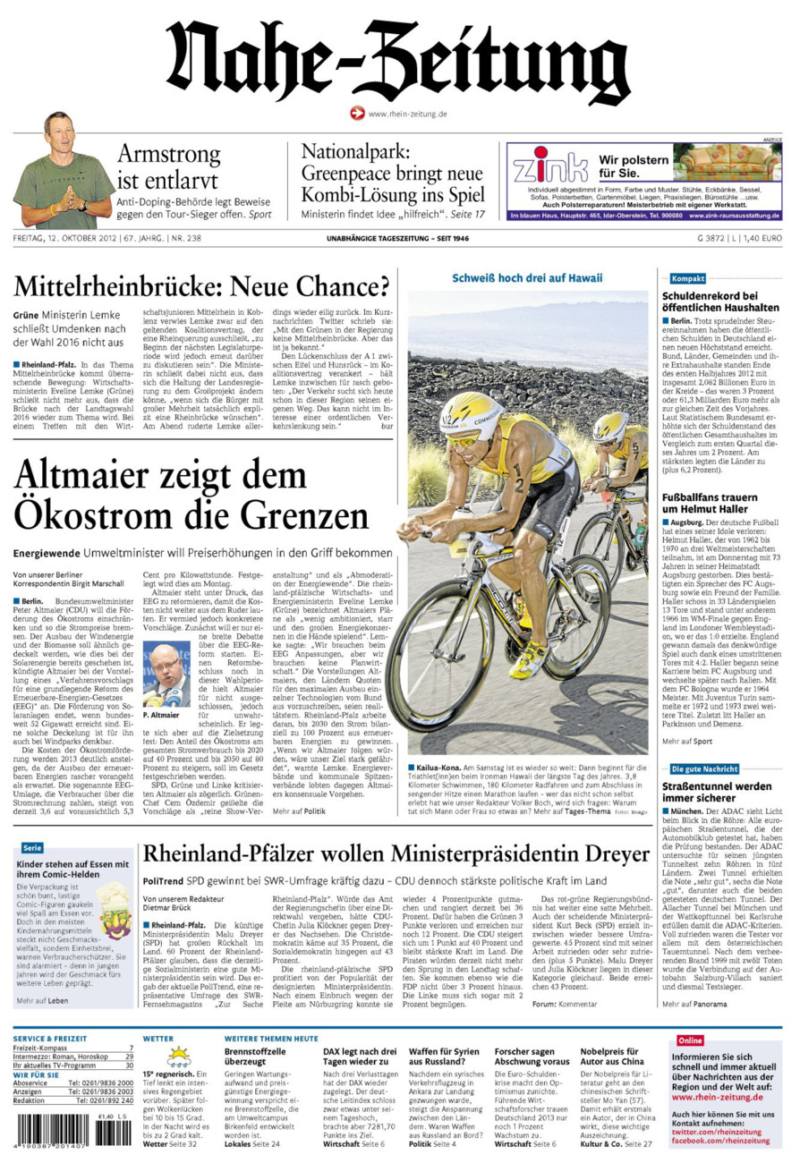 Nahe-Zeitung vom Freitag, 12.10.2012