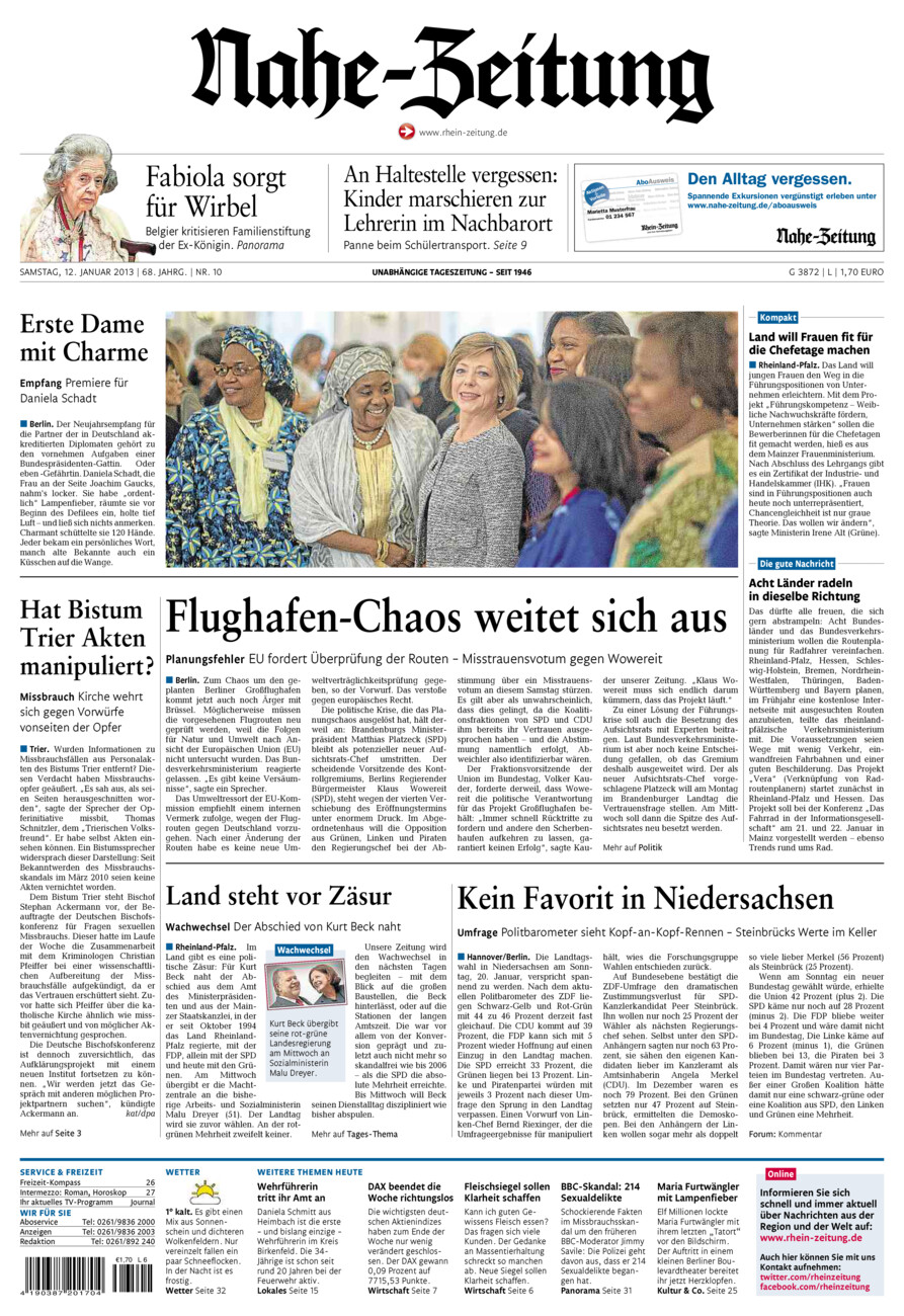 Nahe-Zeitung vom Samstag, 12.01.2013
