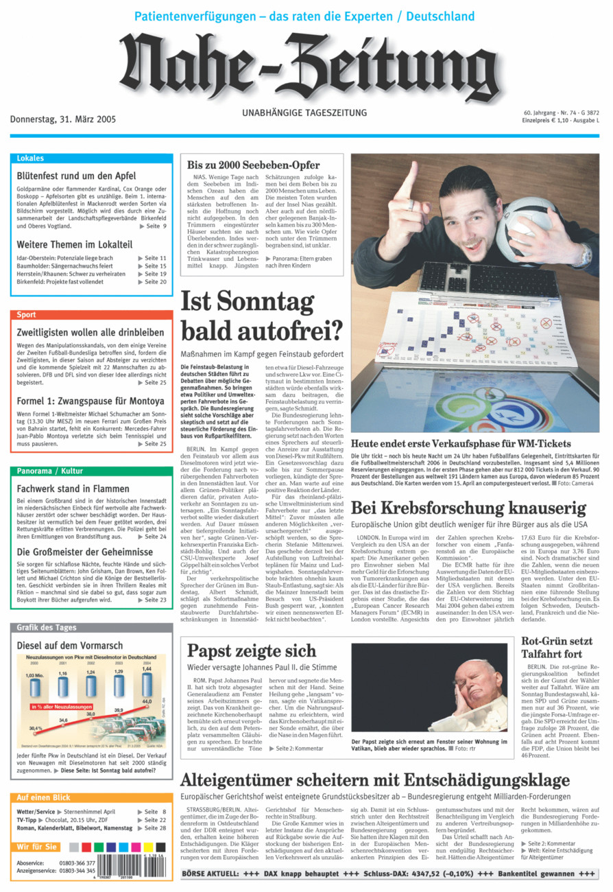 Nahe-Zeitung vom Donnerstag, 31.03.2005