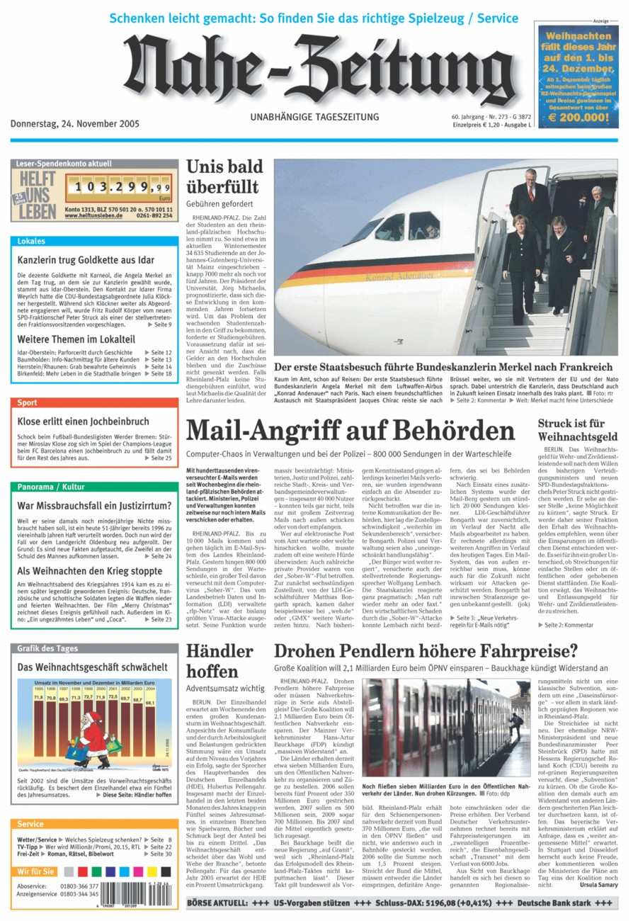 Nahe-Zeitung vom Donnerstag, 24.11.2005
