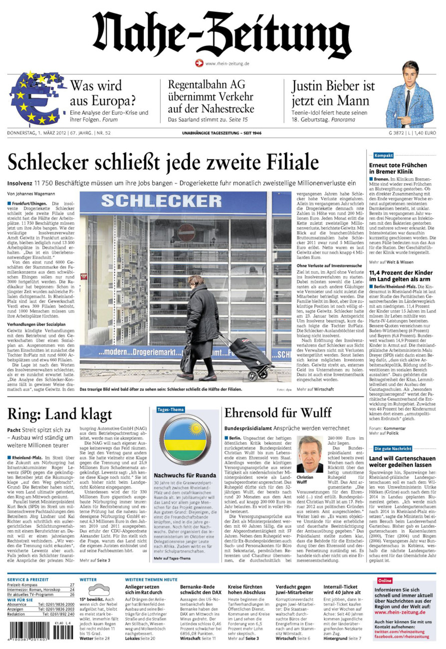Nahe-Zeitung vom Donnerstag, 01.03.2012