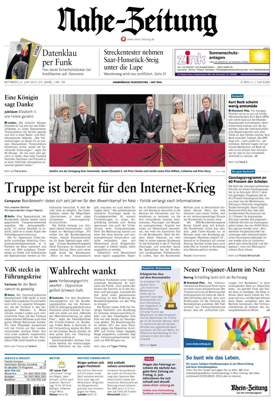 Nahe-Zeitung vom Mittwoch, 06.06.2012