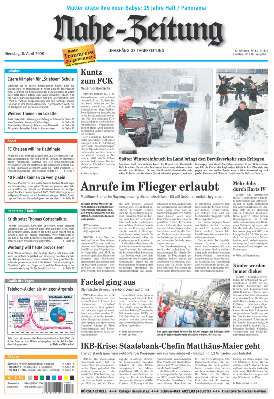 Nahe-Zeitung vom Dienstag, 08.04.2008