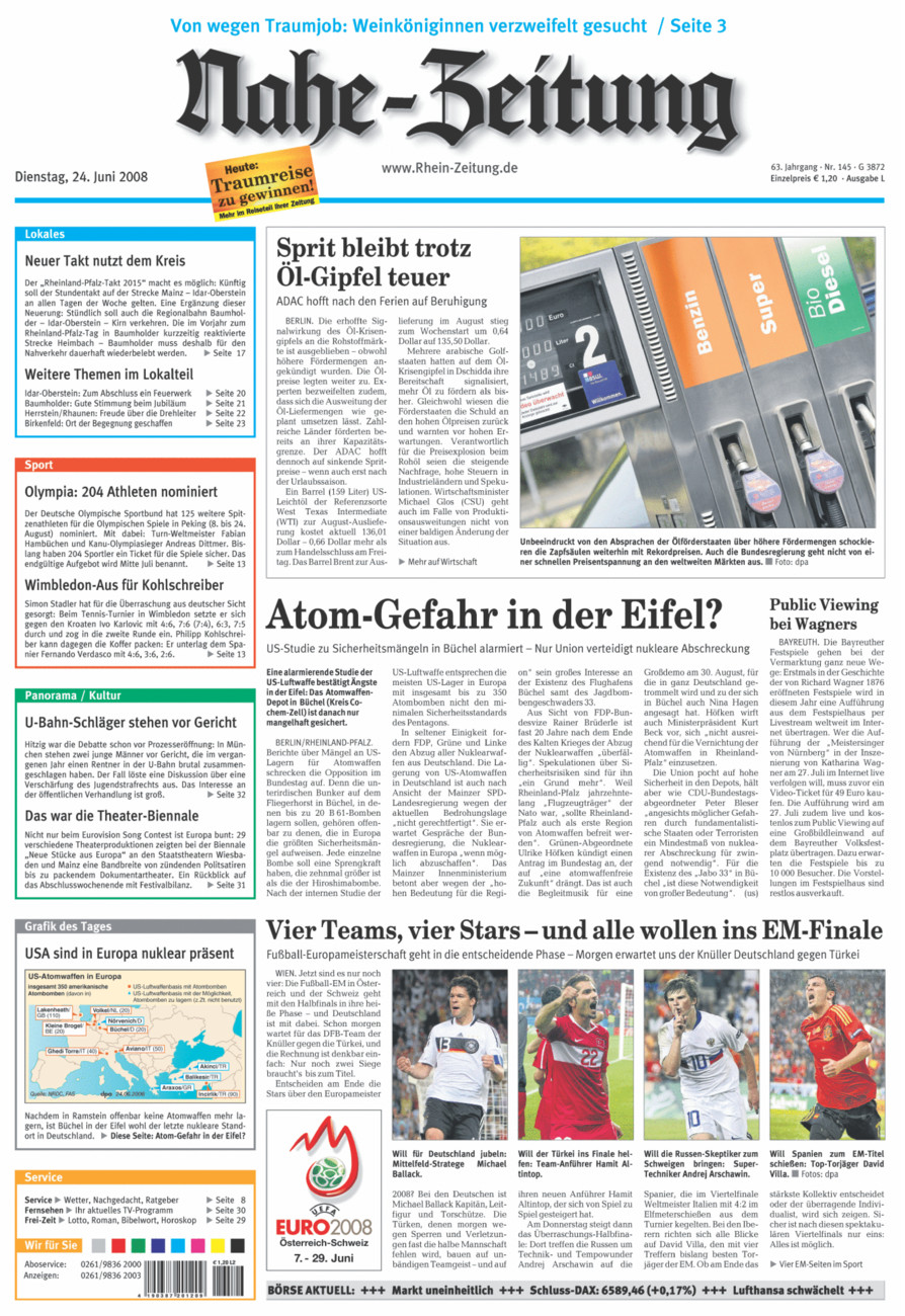 Nahe-Zeitung vom Dienstag, 24.06.2008