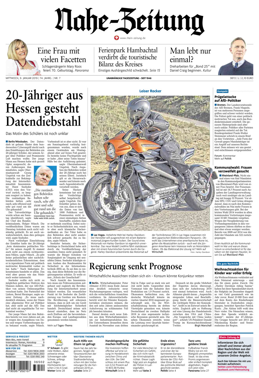Nahe-Zeitung vom Mittwoch, 09.01.2019
