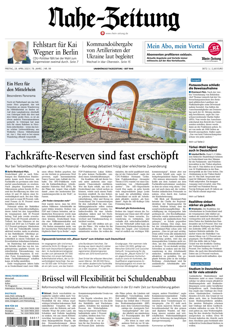 Nahe-Zeitung vom Freitag, 28.04.2023
