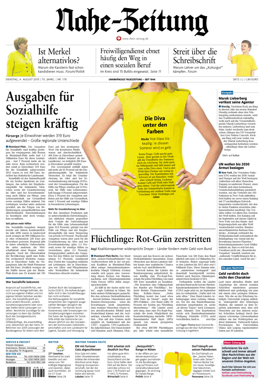 Nahe-Zeitung vom Dienstag, 04.08.2015