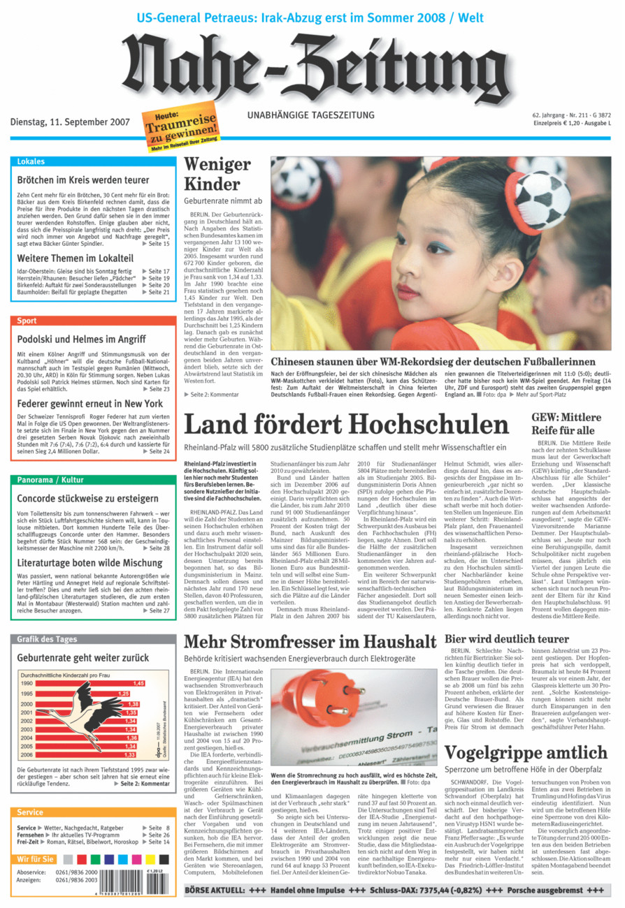 Nahe-Zeitung vom Dienstag, 11.09.2007