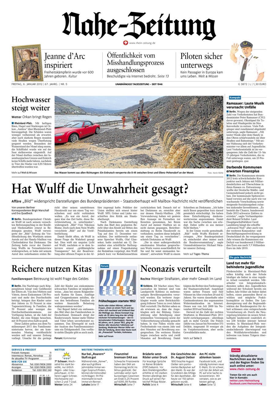 Nahe-Zeitung vom Freitag, 06.01.2012