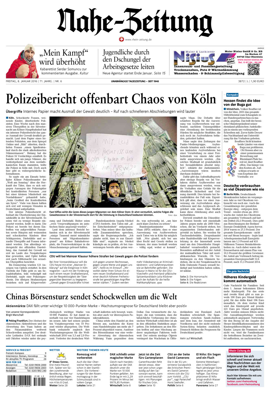 Nahe-Zeitung vom Freitag, 08.01.2016
