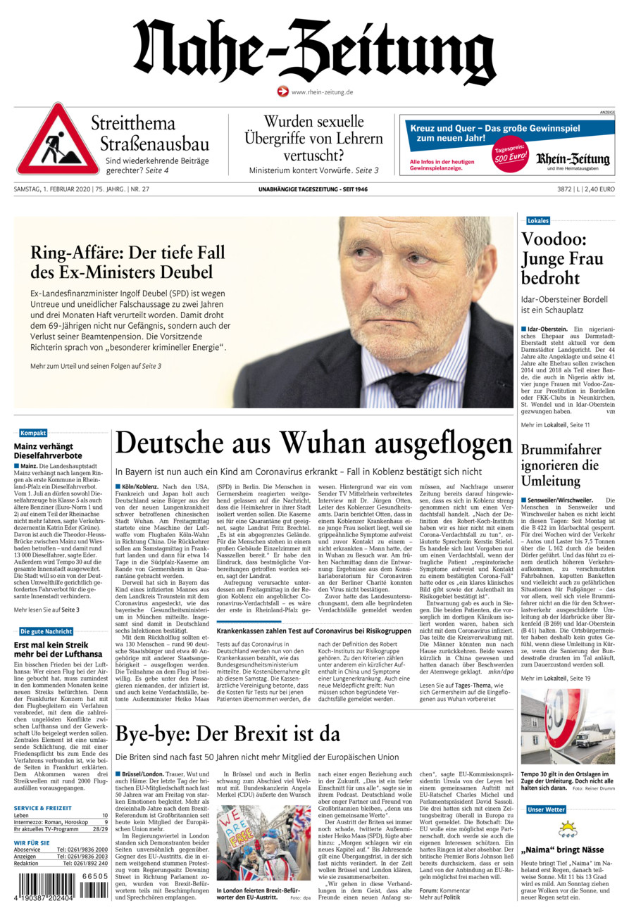 Nahe-Zeitung vom Samstag, 01.02.2020