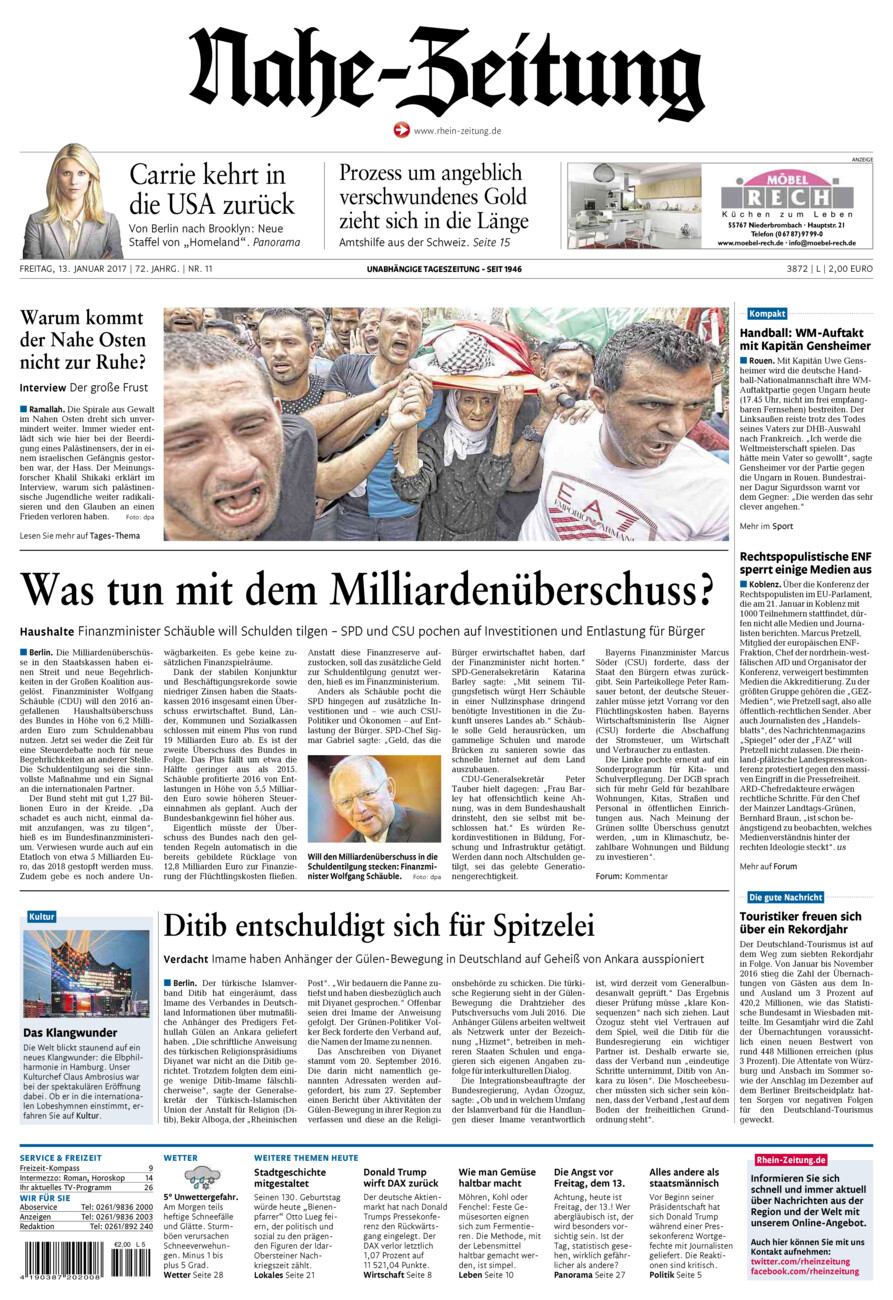 Nahe-Zeitung vom Freitag, 13.01.2017