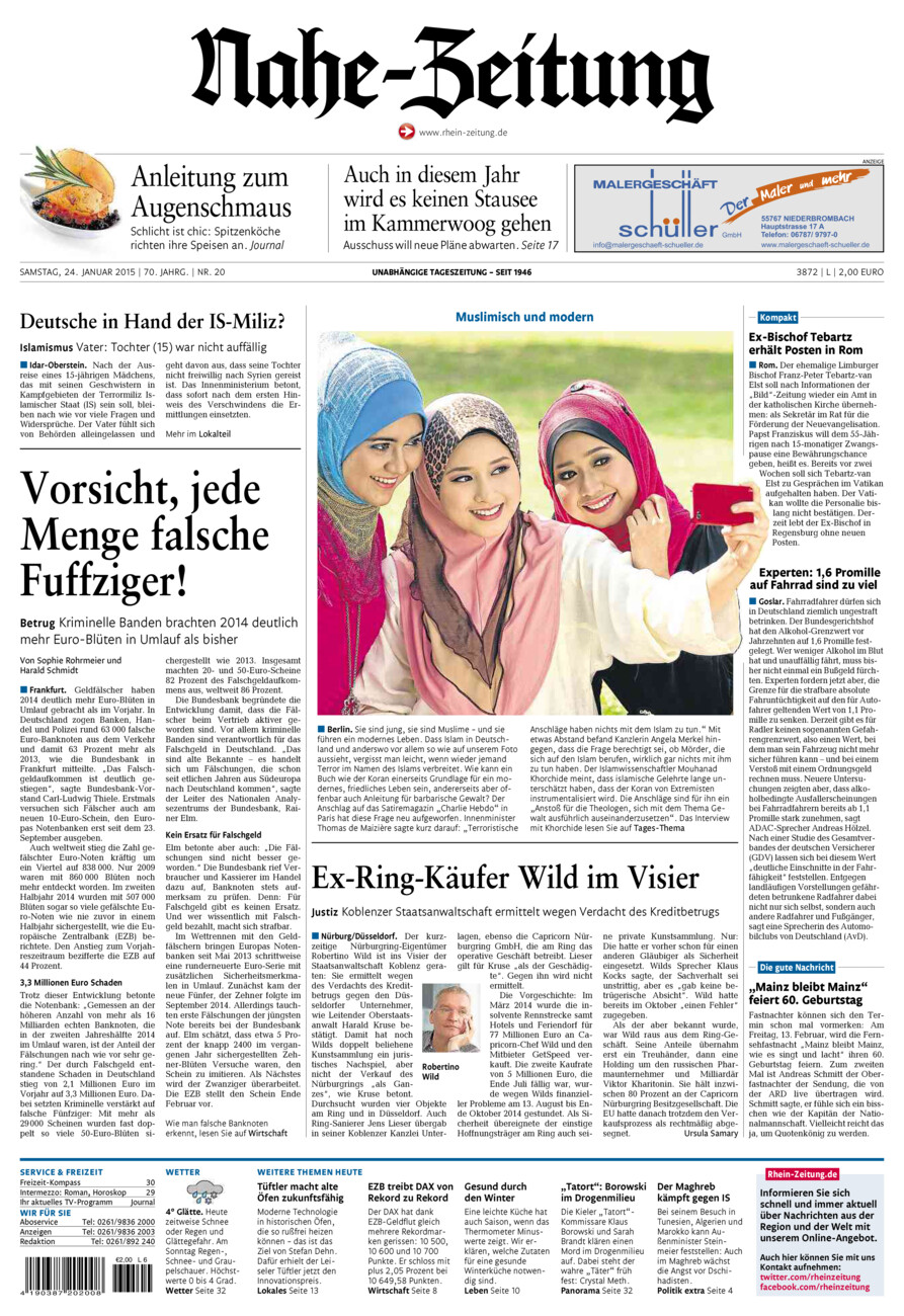 Nahe-Zeitung vom Samstag, 24.01.2015