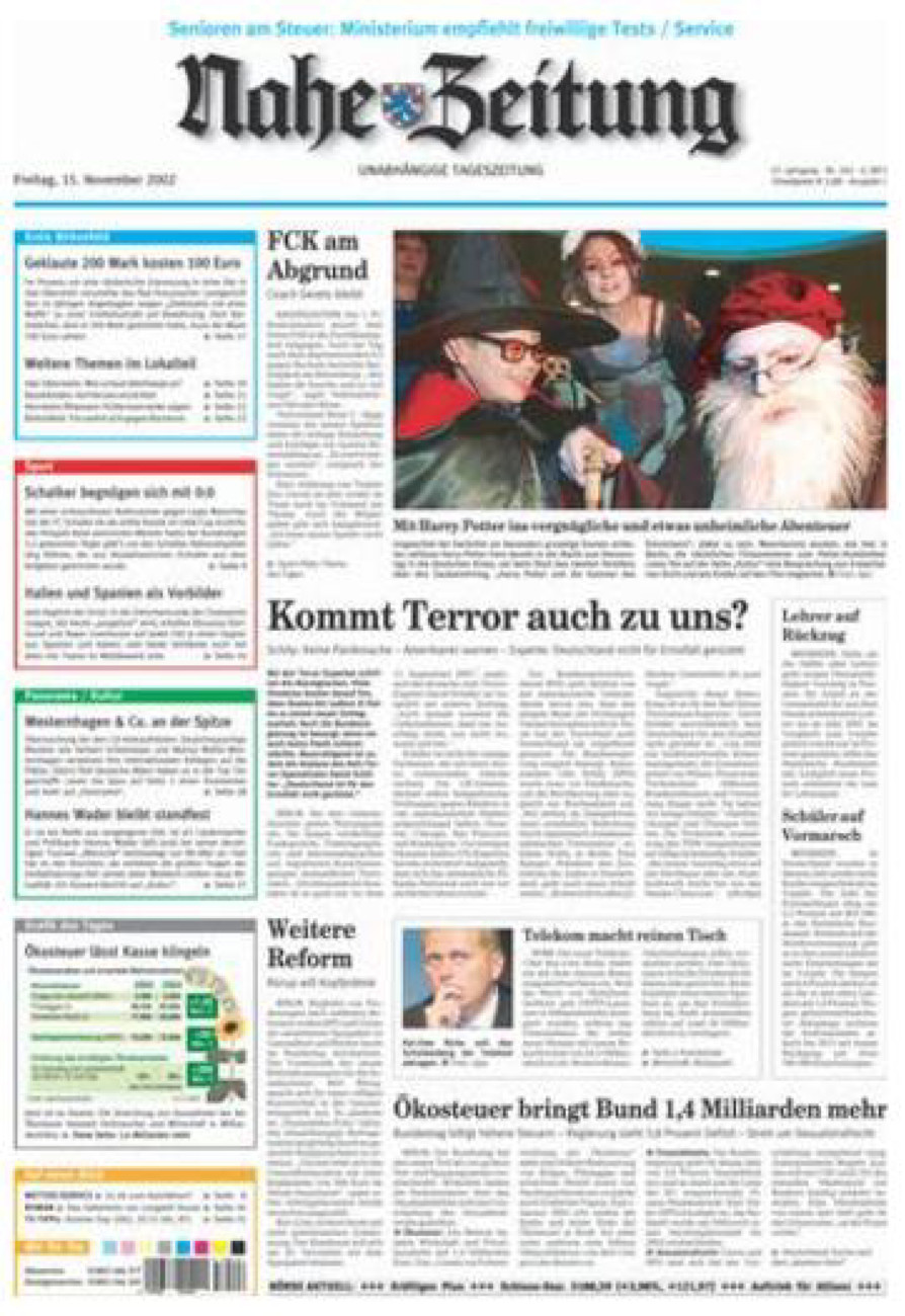 Nahe-Zeitung vom Freitag, 15.11.2002