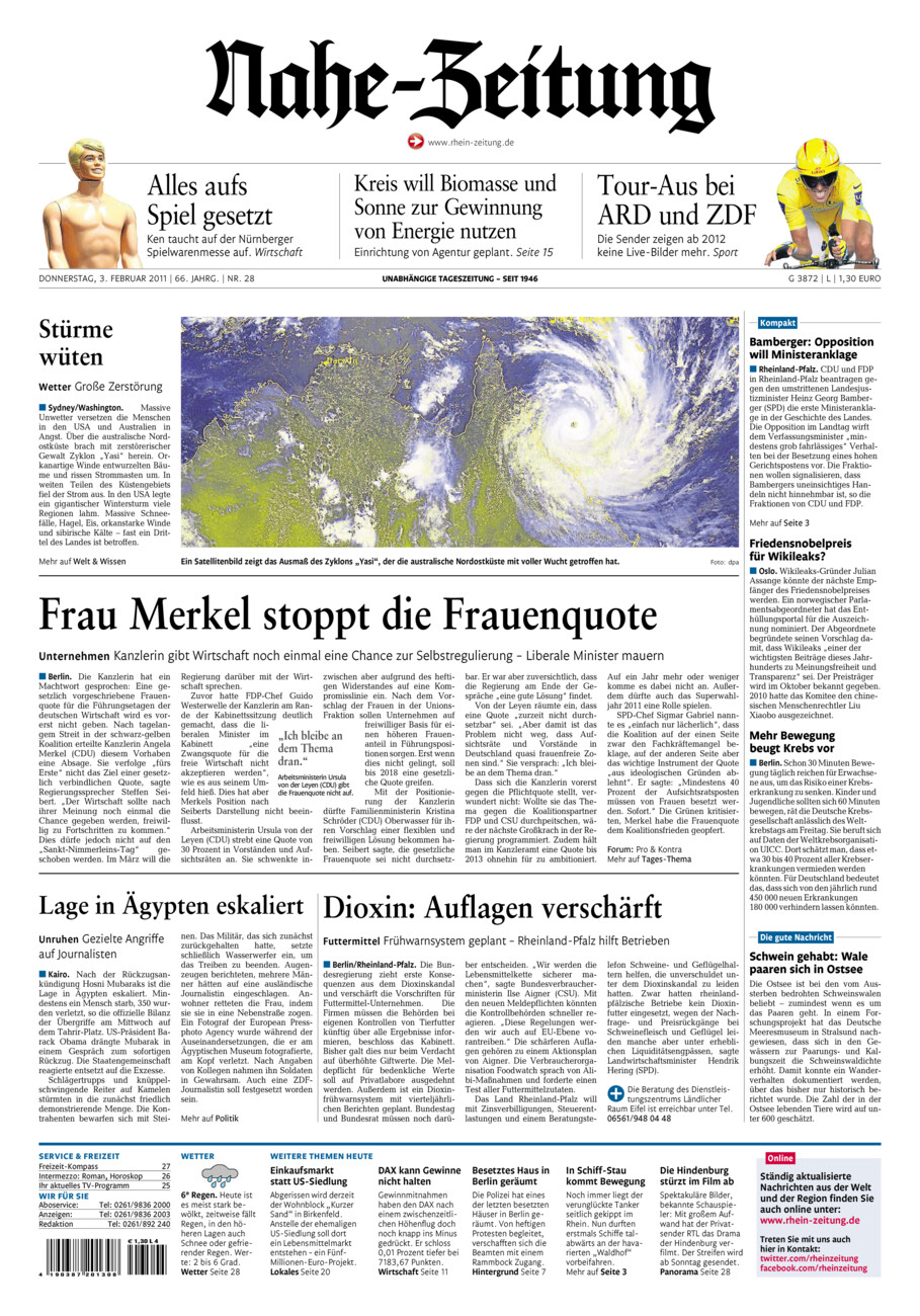 Nahe-Zeitung vom Donnerstag, 03.02.2011