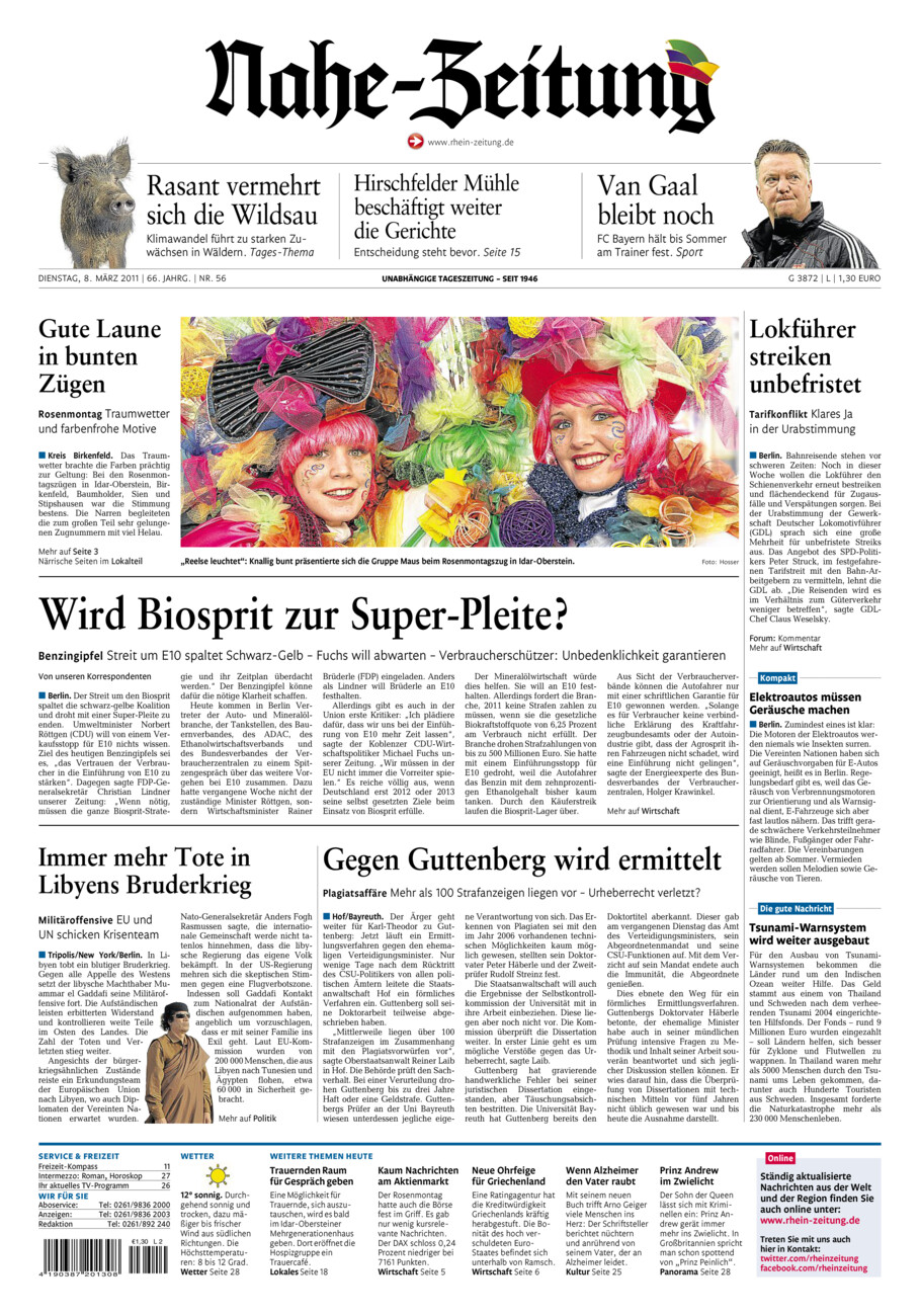 Nahe-Zeitung vom Dienstag, 08.03.2011