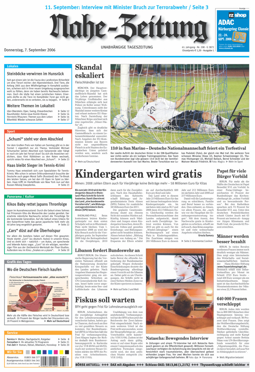 Nahe-Zeitung vom Donnerstag, 07.09.2006