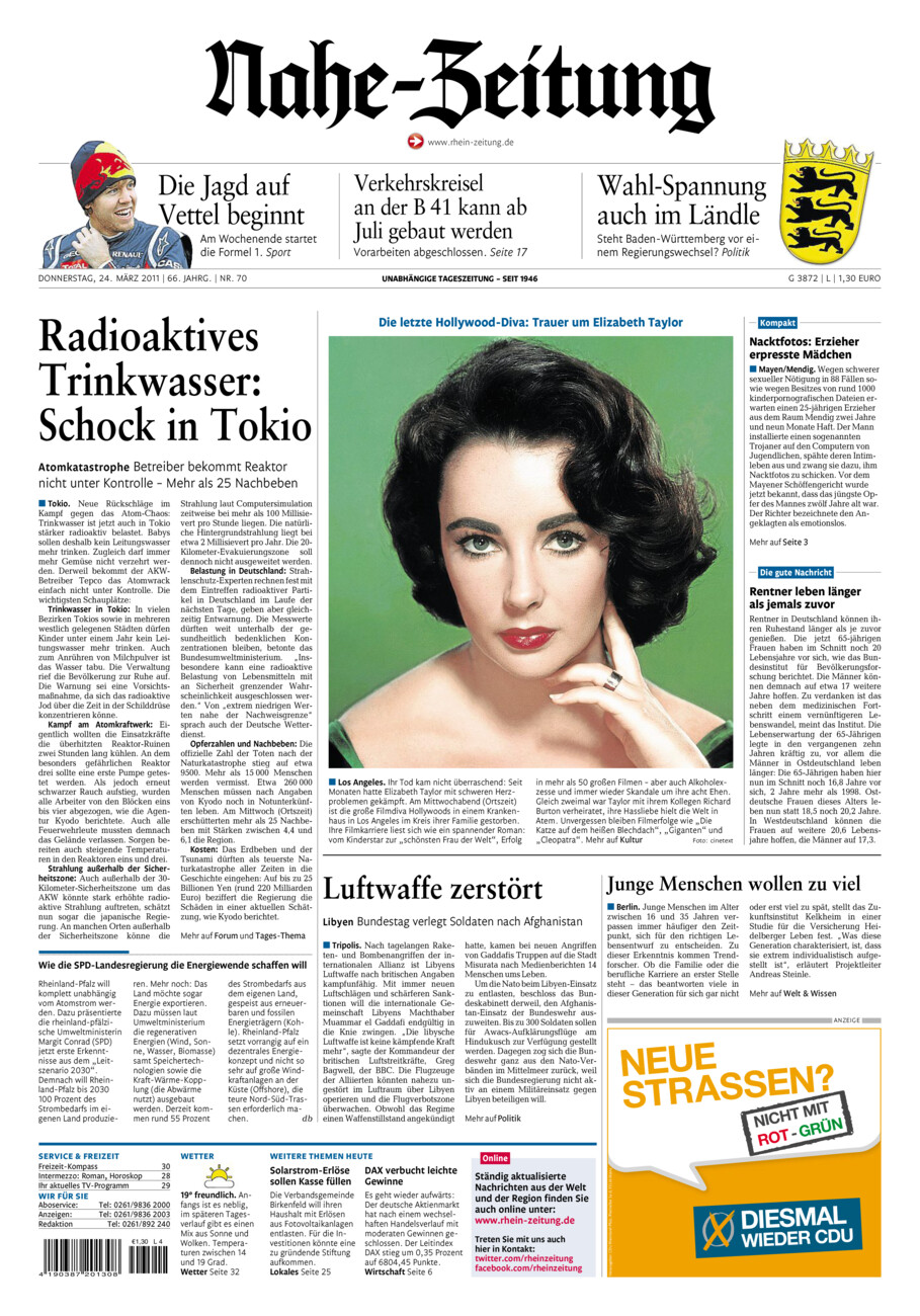 Nahe-Zeitung vom Donnerstag, 24.03.2011