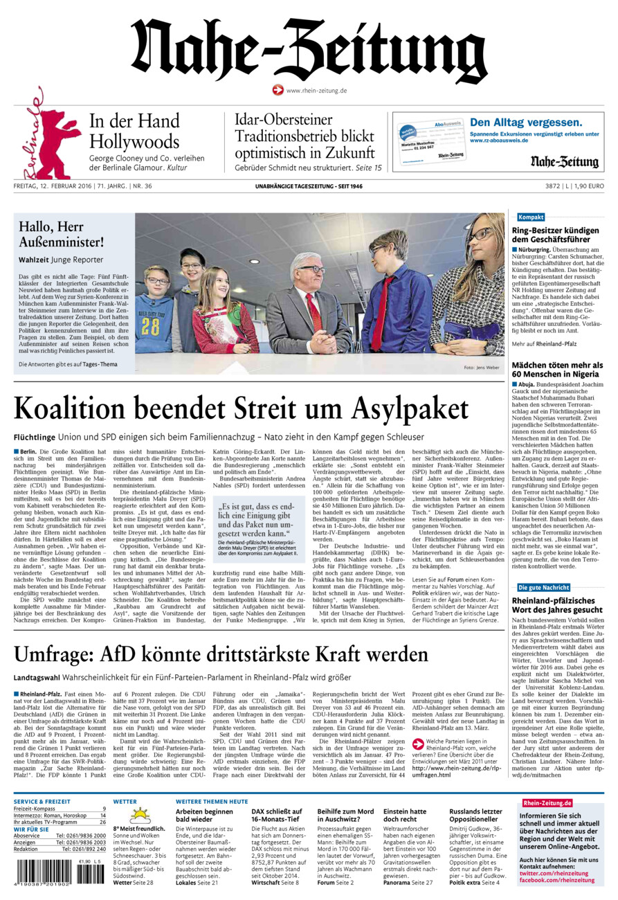 Nahe-Zeitung vom Freitag, 12.02.2016