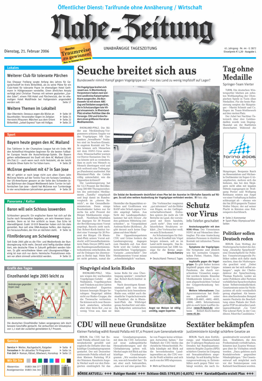 Nahe-Zeitung vom Dienstag, 21.02.2006