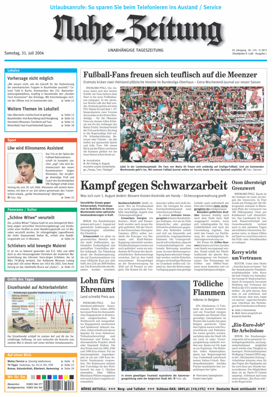 Nahe-Zeitung vom Samstag, 31.07.2004