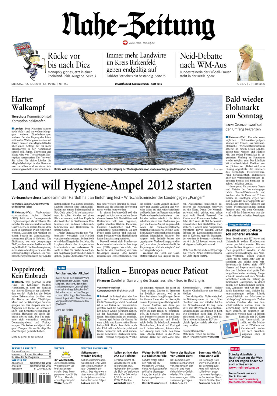 Nahe-Zeitung vom Dienstag, 12.07.2011