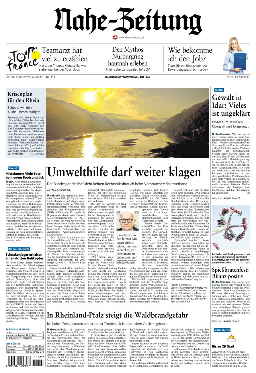 Nahe-Zeitung vom Freitag, 05.07.2019