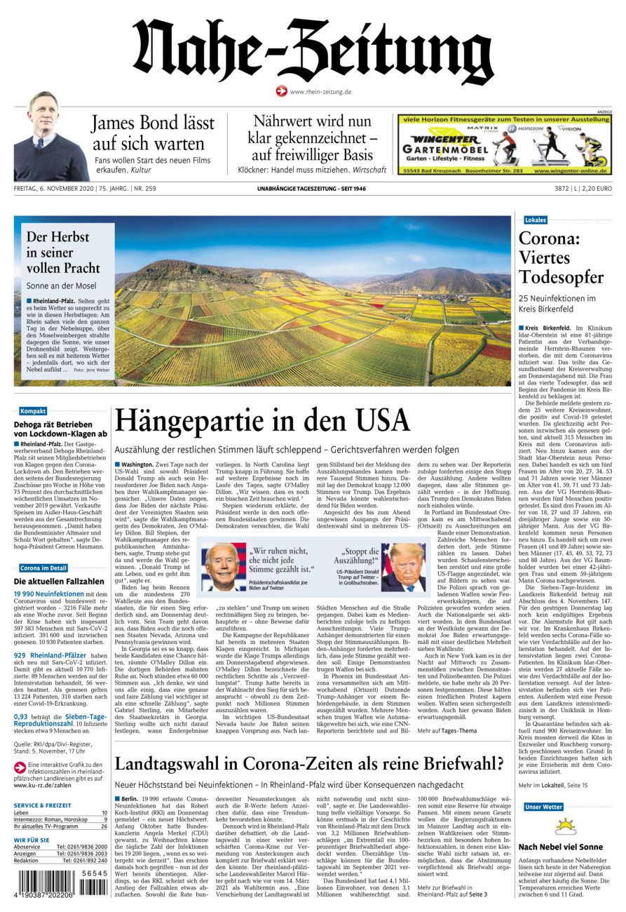 Nahe-Zeitung vom Freitag, 06.11.2020