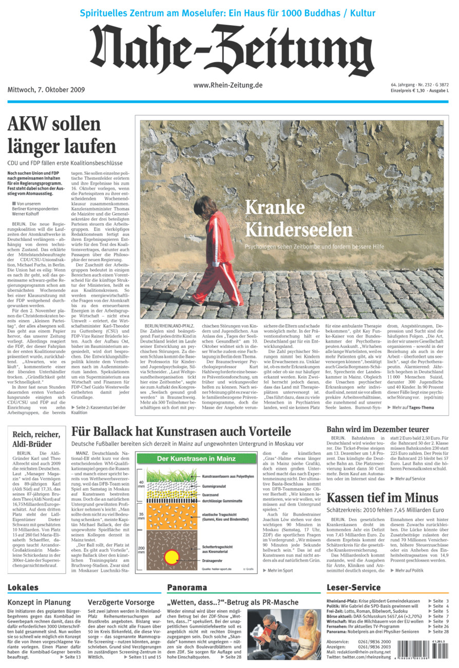 Nahe-Zeitung vom Mittwoch, 07.10.2009