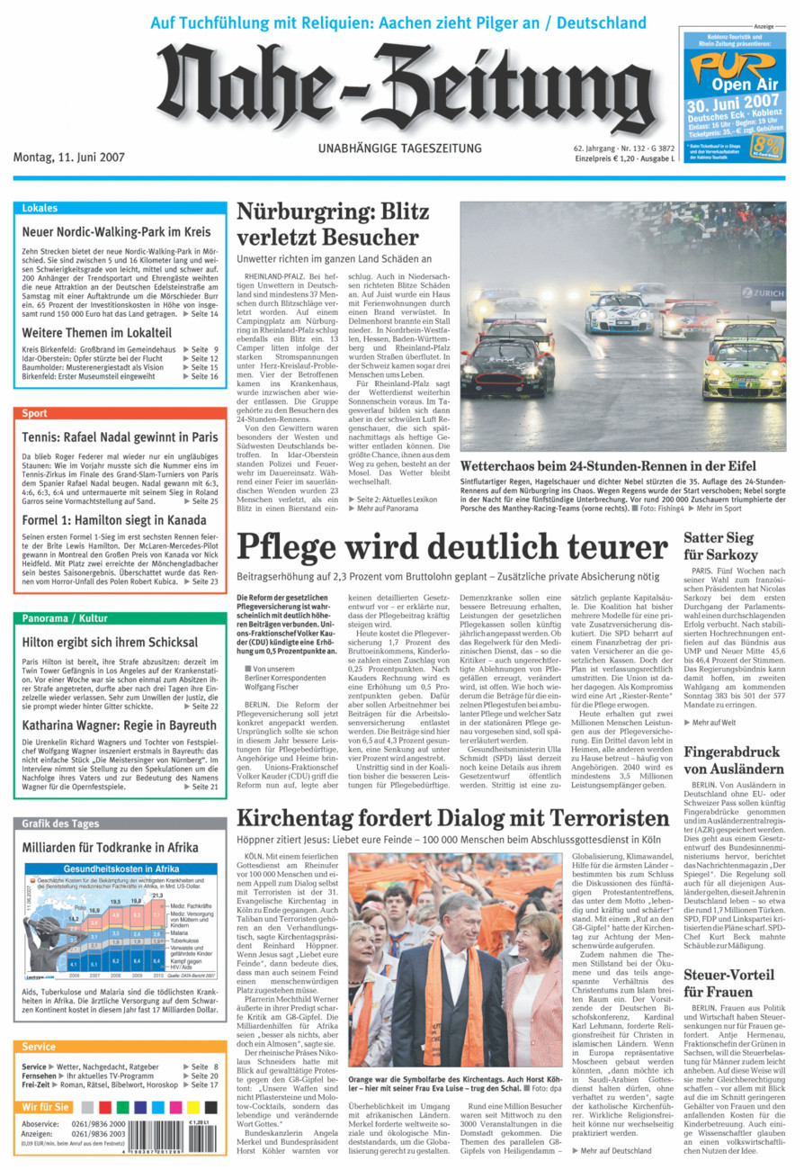 Nahe-Zeitung vom Montag, 11.06.2007