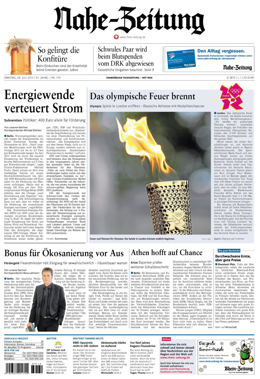 Nahe-Zeitung vom Samstag, 28.07.2012