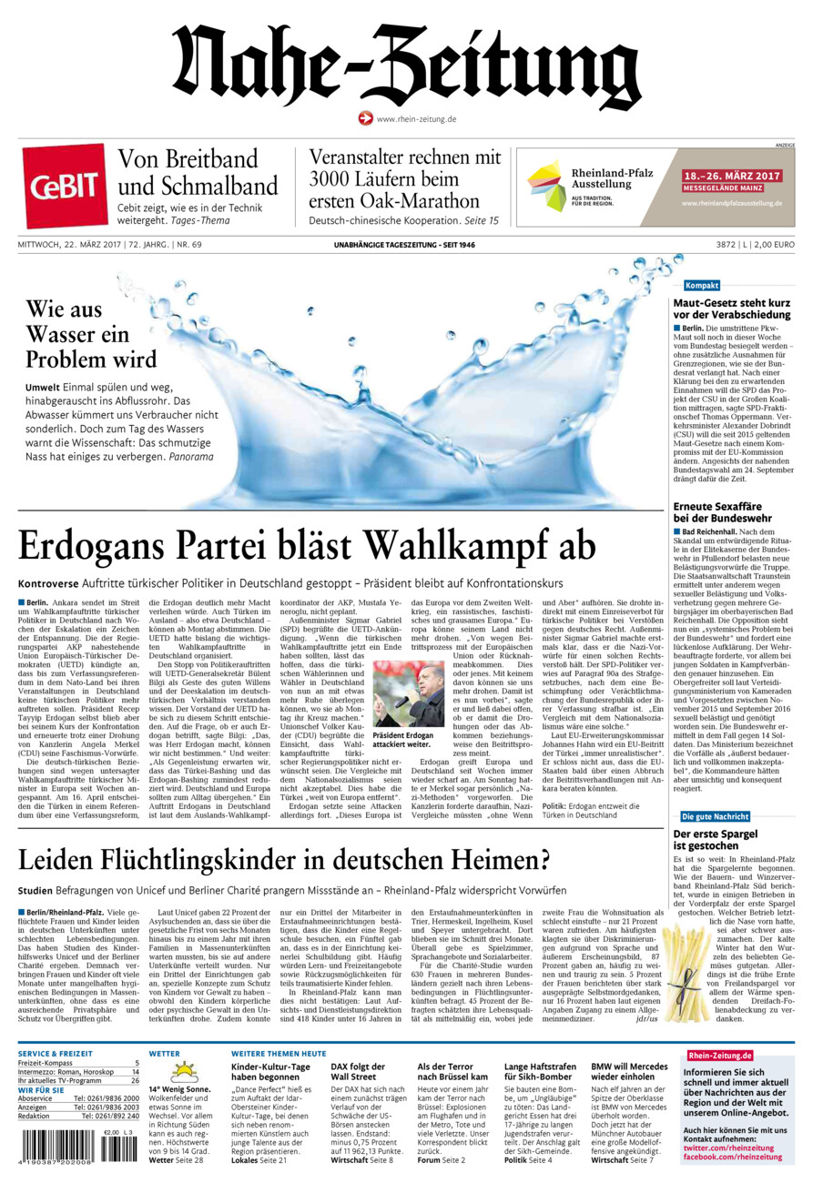 Nahe-Zeitung vom Mittwoch, 22.03.2017