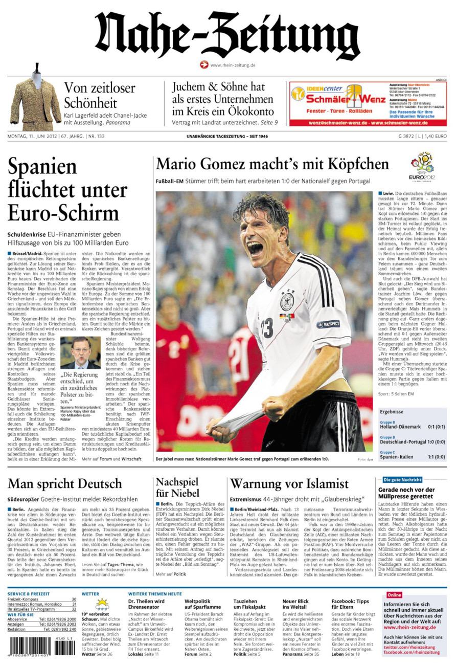 Nahe-Zeitung vom Montag, 11.06.2012