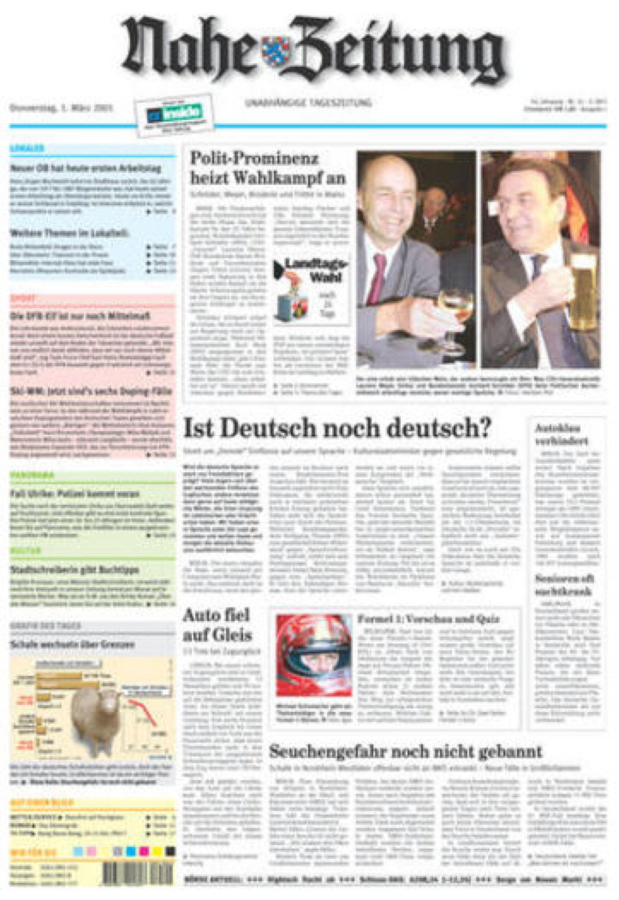 Nahe-Zeitung vom Donnerstag, 01.03.2001