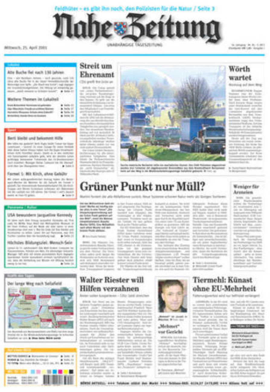 Nahe-Zeitung vom Mittwoch, 25.04.2001