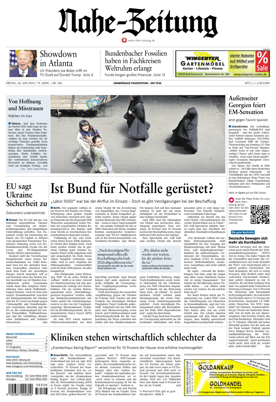 Nahe-Zeitung vom Freitag, 28.06.2024
