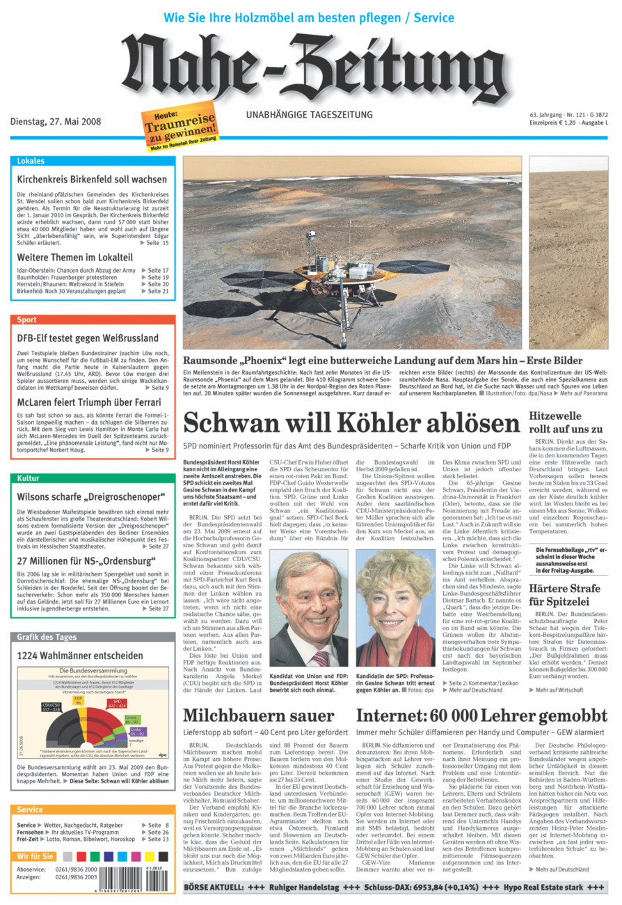 Nahe-Zeitung vom Dienstag, 27.05.2008